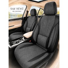 Trobus Audi Q3 2011 Sonrası Uyumlu Palmiye Serisi Tay Tüyü Füme Siyah Oto Koltuk Kılıfı