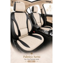 Trobus Togg T10X 2023 ve Sonrası Uyumlu Palmiye Serisi Tay Tüyü Bej Siyah Oto Koltuk Kılıfı