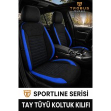 Trobus Chevrolet Cruze 2009 Sonrası Uyumlu Sportline Serisi Tay Tüyü Siyah Mavi Oto Koltuk Kılıfı