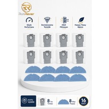 Ozemtek Roborock S8 / S8+ / S8 Sonic / S8 Pro Ultra Mop Paspas Toz Torbası Yedek Parça Seti 16 Parça