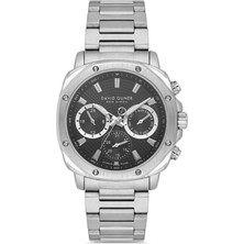 David Guner Erkek Kol Saati – Gümüş Çelik Kordon, Siyah Multifonksiyonlu Kadran