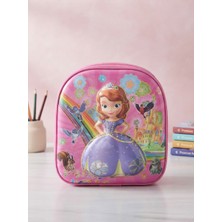 Prenses Desenli 3D Kabartmalı Pembe Çocuk Sırt ve Beslenme Çantası
