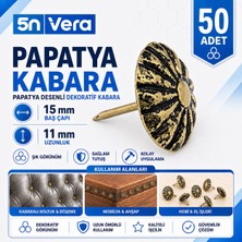 5n Vera Papatya Desenli Antik Eskitme Kabara Raptiye 50 Adet 15 mm Baş Çaplı Dekoratif Koltuk Mobilya Döşeme Çivisi