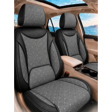 Trobus Peugeot 408 2022 ve Sonrası Uyumlu Softcotton Serisi Kumaş Füme - Siyah Oto Koltuk Kılıfı