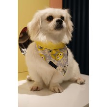 Patiset Baykuş Desenli Sarı Köpek Fuları Bandanası Köpek Kıyafeti Sarı Xs