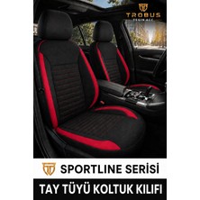 Trobus Toyota Corolla Efsane 1993-1998 Uyumlu Sportline Serisi Tay Tüyü Siyah Kırmızı Oto Koltuk Kılıfı