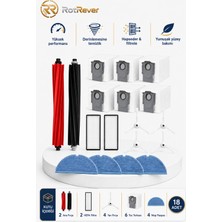 Ozemtek Roborock S8 / S8+ / S8 Sonic / S8 Pro Ultra Fırça Hepa Filtre Mop Paspas Toz Torbası Yedek Parça Seti 18 Parça