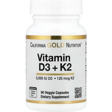 California Gold Nutrition, Vitamin D3 + K2 As Mk-7, 60 Veggie Capsules