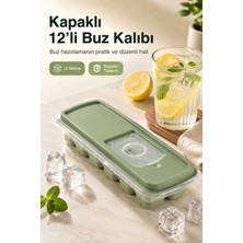 Fly Life Kapaklı 12 Bölmeli Buz Kalıbı Hazneli Pratik Buz Küpü Yapma Kabı