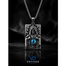 Voyage Accessory Paslanmaz Çelik Mavi Göz Detaylı Çift Taraflı Tapınakçı Templar Haç Kolye