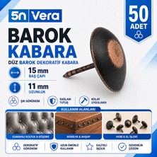 5n Vera Barok Eskitme Kabara Raptiye 50 Adet 15 mm Baş Çaplı Dekoratif Koltuk Mobilya Döşeme Çivisi