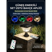 Yeo Aydınlatma Güneş Enerjili Solar Set Üstü Bahçe Apliği - Uzaktan Kumandalı Çok Renkli Rgb Dış Mekan Su Geçirmez Aydınlatma