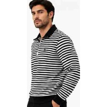 Lacoste Fermuar Yaka Siyah Çizgili Regular Fit