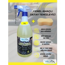Velvox Genel Amaçlı Detay Temizleyici 1L, Sünger Hediyeli | Araç İçi Temizleyici | Solvent İçermez | Su Bazlı | Bitkisel İçerikli Formül | Zorlu Leke Çıkarıcı | Hoş Temiz Koku | İlk Günkü Parlaklık
