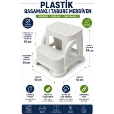 Akyüz Plastik 🪜 2 Basamaklı Plastik Tabure Merdiven Çok Amaçlı Mutfak Banyo Ev Bahçe Merdiveni-Ekru