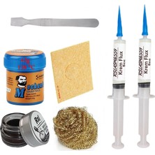 Smnr Krem Lehim Mchanc 138°C 42GR Havya Uc Temizleyici Seti Flux Lehim Toplama, Spatula Seti TK01
