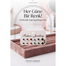 Glonar 6 Lı Renkli Küpe