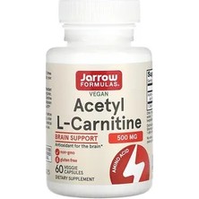 Jarrow Formulas Vegan Asetil L-Karnitin, 500 Mg, 60 Bitkisel Kapsül