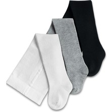 Panfilia Pamuklu Siyah Gri Krem Külotlu Çorap 3'lü Set /kız Erkek Bebek Çocuk