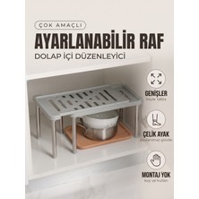 Yuvora Ayarlanabilir Plastik Raf Dolap Içi Düzenleyici Genişleyebilir Mutfak Banyo Rafı