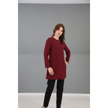 Önder Özsoy Sıfır Yaka Uzun Kol Bluz- Bordo - 3002100