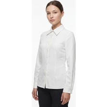 Önder Özsoy Kadın Slim Fit Dar Kesim Vucuda Oturan Uzun Kollu Basic Gömlek 3528100-BEYAZ - 3528100
