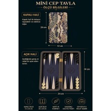 KutuTR TVL06 Katlanabilir Mini Cep Tavlası Ahşap Mdf Taşınabilir Tavla Seti Desenli 2 Adet Tabak Altlığı