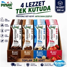 Pınar Proteinli Süt Karma Koli 4 Lezzet 1 Arada 500ML x 24 Adet (Kakao-Kahve-Çilek-Vanilya)