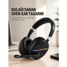 Tech Butiq Rgb Işıklı Bluetooth Mikrofonlu Kulaklık Uzun Süreli Kullanım Type-C Şarjlı