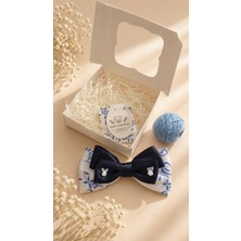 Kids Little Store Lacivert Saten Fiyonk Nakışlı Kız Çocuk Toka