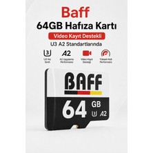 Baff 64 GB Micro SD Kart U3 A2 4K Ultra HD Destekli Yüksek Hızlı Hafıza Kartı (Güvenlik Kamerası & Araç Kamerası Uyumlu