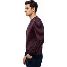 Lacoste Bisiklet Yaka Çizgili Regular Fit Bordo-Lacivert Sweatshirt