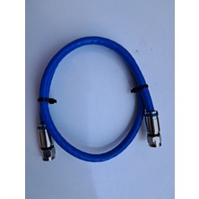 Crescent Digitürk Sıkmalı F Konnektörlü A+++ Hazır Uydu Anten Kablosu Folyolu Rg6 Mavi Renk 50 cm