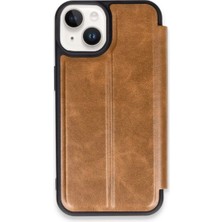 Kmrsfres Newface  Iphone 15 Kılıf Flip Cover - Taba