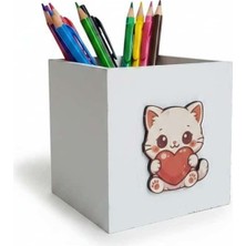Blue Cat's Home Hello Kitty Detaylı Ahşap Kalemlik