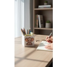 Blue Cat's Home Yavru Fil Detaylı Ahşap Kalemlik