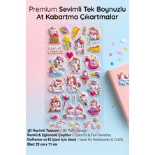 Bear & Pear Sihirli Unicorn Kabartmalı Stickerlar - Gökkuşağı ve Yıldız Detaylı