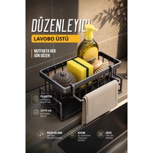 Yuvora Mutfak Evye Üstü Tezgah Organizer Paslanmaz Metal Süngerlik Sabunluk Bez Askılı Tepsili Düzenleyici