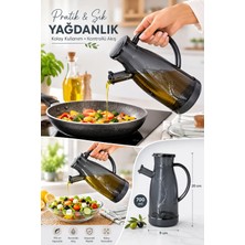 Akyüz Plastik 🫗 Akıtmaz Yağdanlık 700 ml | Antrasit Yağlık Sirkelik Sosluk Kulplu Mutfak Yağ Kabı
