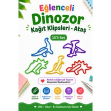 Cestopieno 15’li Renkli Dinozor Kağıt Klipsi Ataş Seti – Eğlenceli Okul ve Ofis Kırtasiye Ürünü