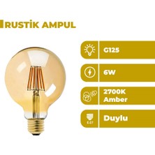 Zeyrise 6W G125 E-27 Duylu Rustik Ampul Amber Işık