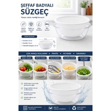 Akyüz Plastik 🥗 Şeffaf Badyalı Plastik Süzgeç 32X32 cm – Sebze Meyve Balık Yıkama Makarna Süzgeci