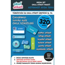 Mega Astranot Ayda Temalı Paket Isme Özel Okul Etiketi / Stıcker Toplam 320 Adet