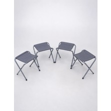 Belle Fusion Mey Ithalat® 4 Kişilik Katlanabilir Kamp Masası Seti 4 Tabureli 50-65 cm Ayarlanabilir Yükseklik