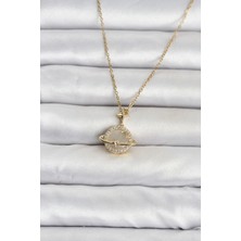 Mey İthalat Mey Ithalat® 316L Çelik Zincir Gold Renk Gezegen Model Kadın Kolye