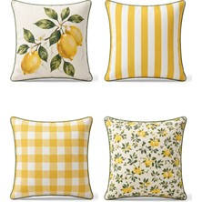 Limonata Kırlent Kılıfı Dijital Baskılı 4’lü Kombin 43×43 cm