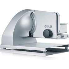 Graef. Absolute Titanyum-Gümüş Çok Amaçlı Dilimleyici, Sağlam Çelik Bıçak ve Kademesiz Değişken Kesme Kalınlığı (0–15 Mm), Alüminyum Durdurucu, Fısıltı Sessizliğinde 185 Watt'lık Motor, Yuvarlak Kılav