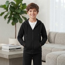 Erca Home Tekstil Ürünleri %100 Pamuklu Iki Iplik Okul Siyah Mevsimlik Hırka Ceket Sweat 9Y,10Y,11Y,12Y Unı