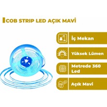 Zeyrise 5 Metre Cob Iç Mekan Şerit LED Açık Mavi