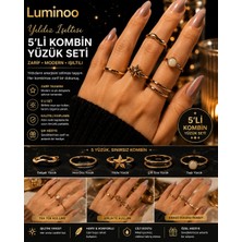Luminoo Özel Tasarım Yıldız Işıltısı 5'li Kombin Yüzük Seti
